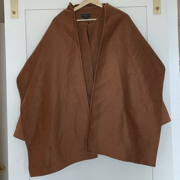 HOUSE OF HARLOW 1960 Wool Blend Coat with Scarf Nutmeg Womens LARGE Shawl combo - Picture 10 of 14